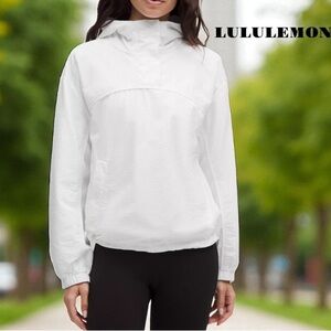 NWT Lululemon Athletica White Pack Lite Anorak Jacket Pullover Hood Oversized SM